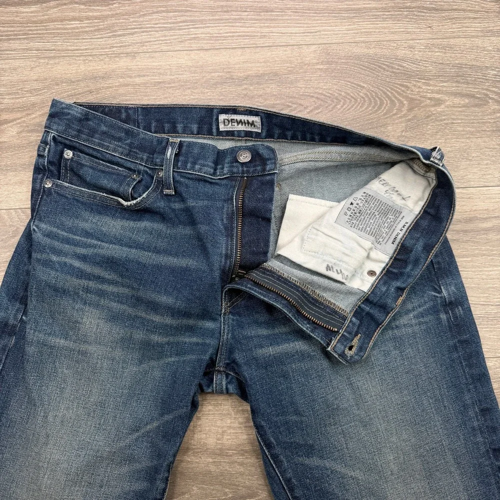 S.M.N. Jeans Mens 36x29 Blue Faded The Finn Tapered Slim USA Made 5 Pocket